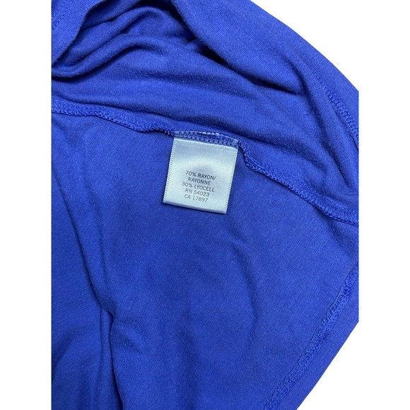 Banana Republic Blue  Asymmetric Draped Ruffle Blouse Top size L Women's - Picture 10 of 11